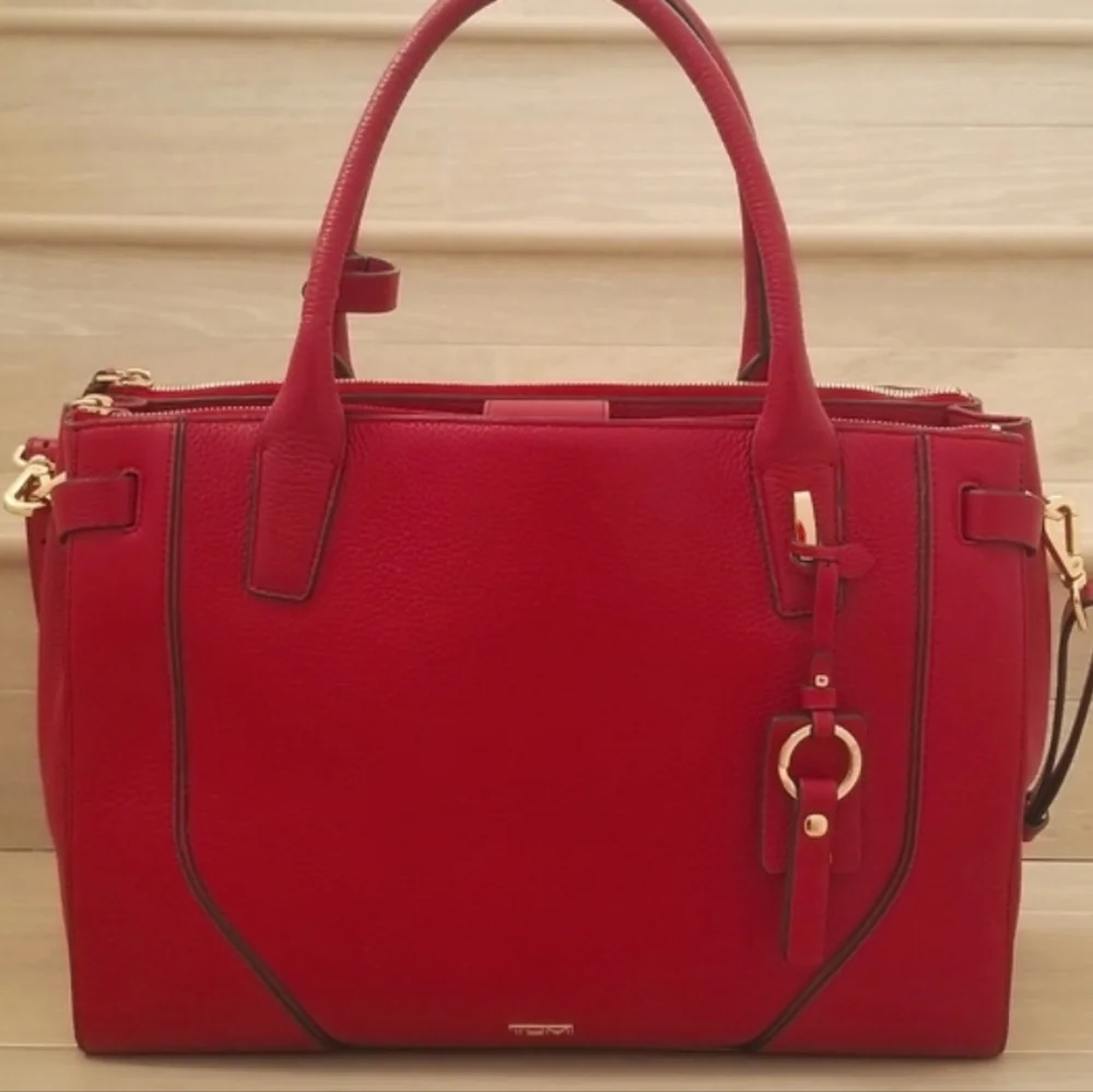 Tumi Stanton Kiran Leather Tote in Raspberry Red - Picture 3 of 15